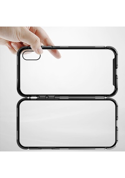 Baseus Apple Uyumlu iPhone Xs Max Arkasi Cam Manyetik Metal Frame Kilif 119550739 - Renk / Gümüs