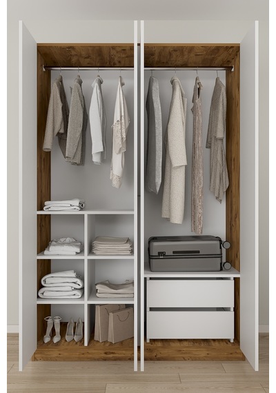 Aeka Ae-3191 Burç Aynalı 4 Kapaklı Çok Bölmeli Askılı Raflı Ve Çekmeceli 210x140x53cm Gardırop Çam - Beyaz Aeka Ae-3191 Burç Aynalı 4 Kapaklı Çok Bölmeli Askılı Raflı Ve Çekmeceli 210x140x53cm Gardırop Çam - Beyaz