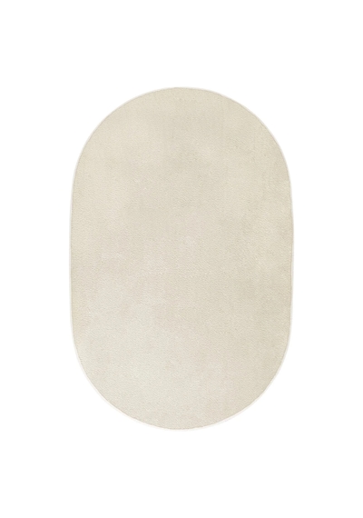 Krem Fluffy Oval Post Peluş Halı Antibakteriyel Kaymaz Taban