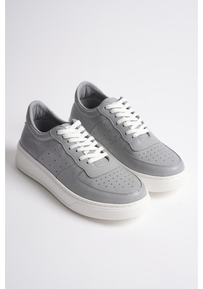 Analin Shoes Kadın Hakiki Deri Sneaker Bağcıklı Spor Ayakkabı Gri