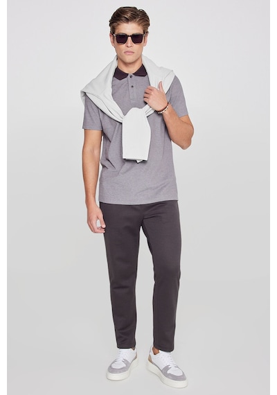 Erkek Acı Kahve Pamuklu Slim Fit Dar Kesim Polo Yaka Tişört Acı Kahverengi