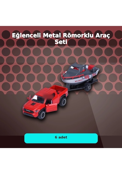 Metal Şasi Römorklu Araç Oyuncak Seti - Çekici Ve Traktör Modelleri 1 Adet Rastgele Model