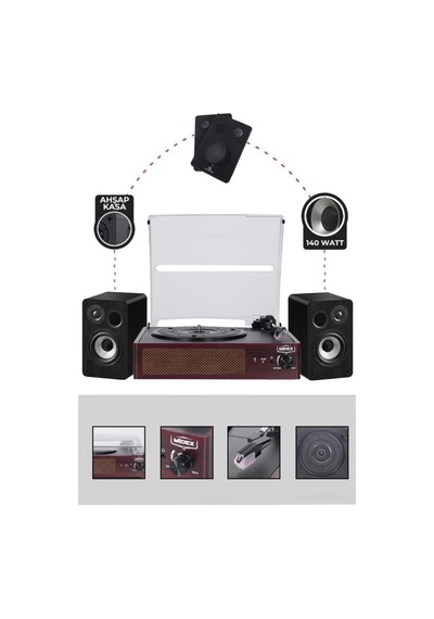 Midex Mtx-303s Set Nostaljik Pikap Plak Çalar Ve Hoparlör Ses Sistemi Bluetooth Usb