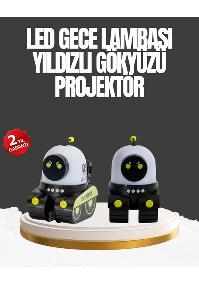 Hubrendy Tekno Çocuk Odası İçin Müzikli Ve Işıklı Robot Projektör AÇIK GRİ KAHVE KARIŞIMI