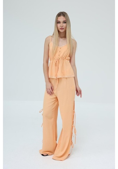 Etiler Collection Fiyonklu Bluz Takım - Kavuniçi Kavuniçi