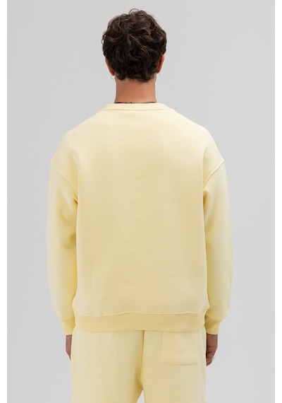 Vamos Basic Bisiklet Yaka Oversize Sweatshirt Sarı