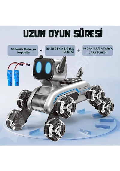 Oyuncak Uzaktan Kumandalı Bilekten Kontrol 8 Teker Buharlı Şarjlı 2.4g Rc Köpek Robot Araba Çoc