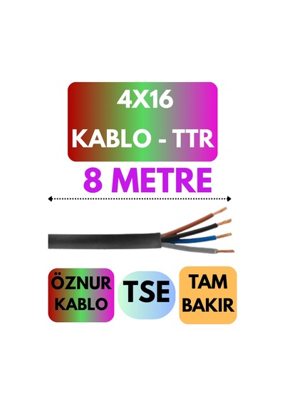 Öznur 4x16 Ttr Kablo Metre Seçenekli Siyah - 8 Metre