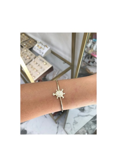 Taşlı Kaplumbağa Model Bileklik Altın