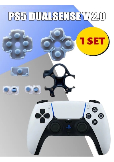 Ps5 İç Lastik V2 Silikon İletken Ps5 Dualsense Versiyon 2 Tamir Yedek Parça Siyah
