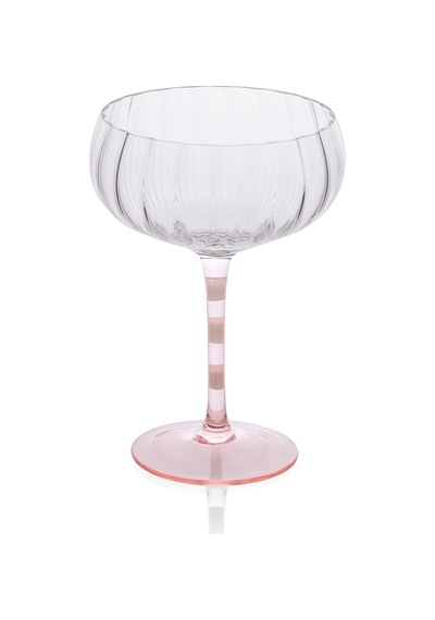 The Mia Ayaklı Cam Dondurma Kasesi Pembe Beyaz 240 Ml