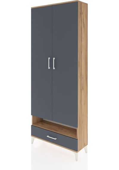 Arges Dolap 6 Raflı Tek Çekmeceli 2 Kapaklı 88x30x221 Çam-ant... Çam