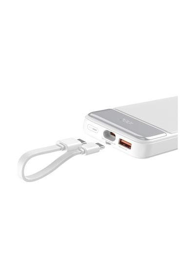 10000mah 22.5w Led Ekranlı Lightning Ve Type-c Kablolu Powerbank Taşınabilir Hızlı Şarj Cihazı Beyaz