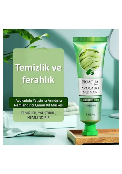Bioaqua Avokado İçerikli Arındırıcı ve Nemlendirici Çamur Kil Maskesi 50 G