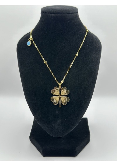 Arnes Jewelry Çelik Nazar Boncuklu Yonca Kolye Gold