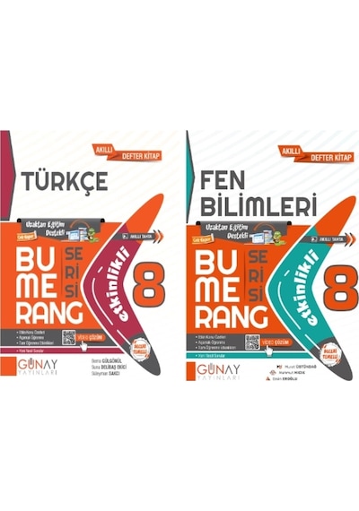 Günay Yayınları 8. Sınıf Bumerang Serisi Türkçe - Fen Bilimleri Konu Anlatımlı Ve Etkinlikli Soru Bankası 2 Kitap