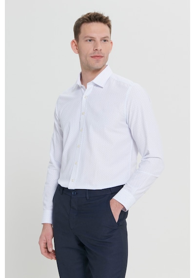 AC&Co / Altınyıldız Classics Erkek Beyaz Mavı Slim Fit Dar Kesim Klasik Yaka Pamuklu Armürlü Gömlek Beyaz Mavı AC&Co / Altınyıldız Classics Erkek Beyaz Mavı Slim Fit Dar Kesim Klasik Yaka Pamuklu Armürlü Gömlek Beyaz Mavı