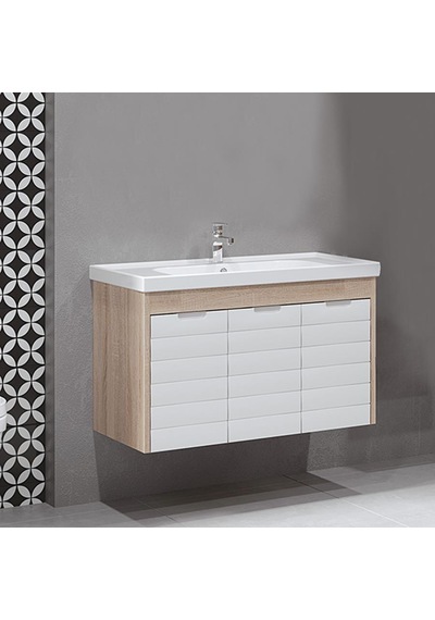 Turkuaz Seramik Frame Etajerli Lavabo 90 x 45 CM-Denko Mostar 90 Alt Modül Turkuaz Seramik Frame Etajerli Lavabo 90 x 45 CM-Denko Mostar 90 Alt Modül
