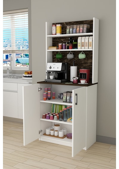 Asra Trend Kahve Köşesi KAHVE01 %100 MDF Çok Amaçlı Mutfak Dolabı Beyaz - Siyah Taş Asra Trend Kahve Köşesi KAHVE01 %100 MDF Çok Amaçlı Mutfak Dolabı Beyaz - Siyah Taş
