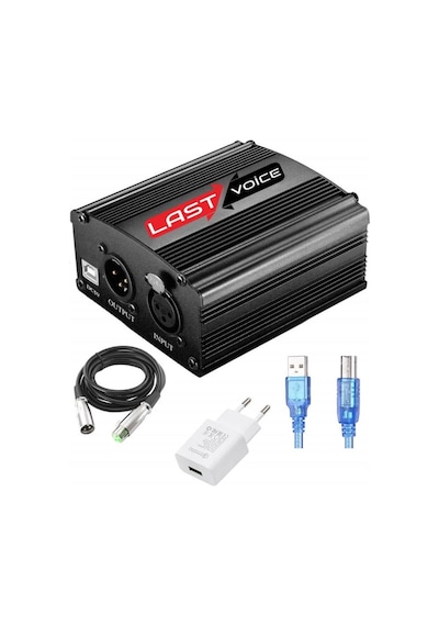 Lastvoice BM800 Full Black Mikrofon + Phantom Power + Mini Tripod + 7.1