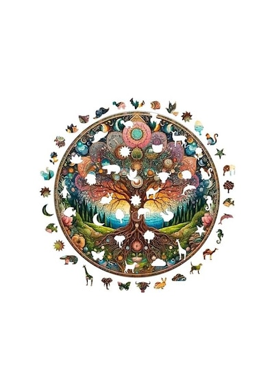 Ahşap Puzzle Yetişkin - Kozmik Yaşam Ağacı - 252 Parça, 29 X 29 Cm - Yapıştırıcı Folyo Dahil - Benzersiz Şekilli Parçalar & Özel Figürler - A1-08