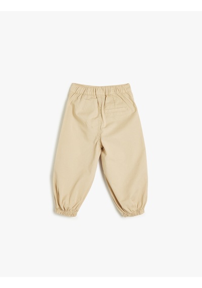 Koton Paraşüt Jogger Pantolon Cepli Pamuklu Bej 4smg40014ad Ekru