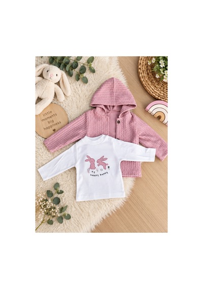 Uğur Bebe Kız Bebek Jakarlı Takım 3 Parça Kapüşonlu Hırka Tavşan Baskılı Üst Pantolon Pudra Pembe Pudra Pudra Uğur Bebe Kız Bebek Jakarlı Takım 3 Parça Kapüşonlu Hırka Tavşan Baskılı Üst Pantolon Pudra Pembe Pudra Pudra