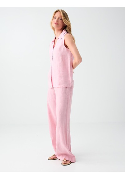 Jimmy Key Jimmy Key Pembe %100 Keten Normal Paça Normal Bel Uzun Pantolon 6sw187026610