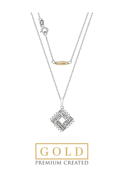 So Chic Beyaz Altın Sertifikalı Premium Created Taşlı Kar Tanesi Kolye