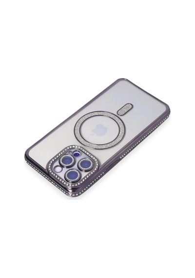 Apple Uyumlu iPhone 15 Pro Uyumlu Kılıf Joke Simli Magneticsafe Kılıf - Derin Mor