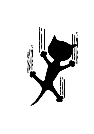 Kayan Kedi Sticker Oto Motor Laptop Duvar Folyo Sticker 15x19 Cm