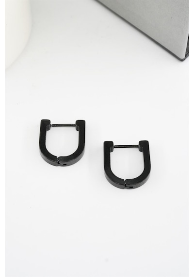 Kadın 316 L Paslanmaz Çelik 1.5 Cm Geometrik Küpe - Siyah
