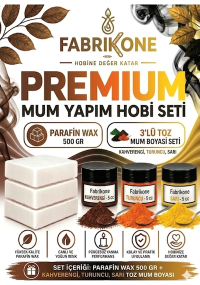 Premium Mum Yapım Hobi Seti - Parafin Wax 500 Gr - 3'lü Toz Mum Boyası Seti - Kahverengi, Turuncu, Sarı Bkfabpw5003khtsr Karışık