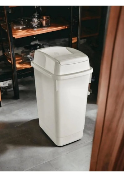 Sarfmall Içeri Açılan Kapaklı Çift Kapak Çöp Kovası 12 Lt Beyaz
