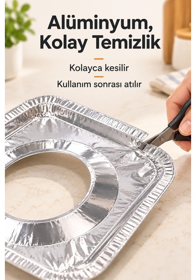 Ocak Üstü Yağ Sıçrama Önleyici Koruyucu Alüminyum Levha 23x23 Cm 10 Adet