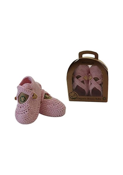 Organik Bebek Patiği Pembe Açık Gri