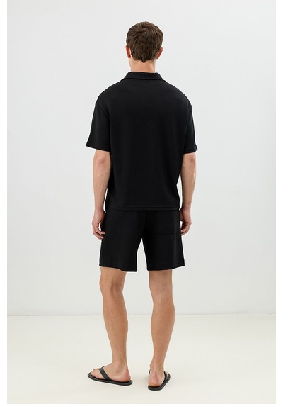Antioch Polo Yaka Basic T-shirt Siyah