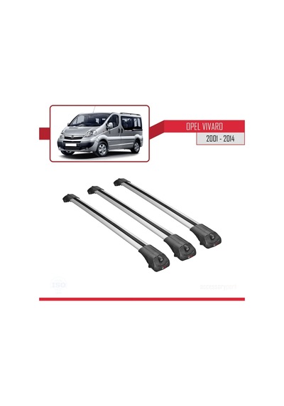 Opel Vivaro 2001-2014 Arası İle Uyumlu Ace-1 Ara Atkı Tavan Barı Gri 3 Adet Bar