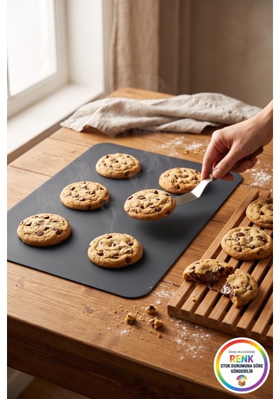 Silikon Pişirme Matı Fırın Tepsisi Kaymaz Kurabiye Pişirme Kağıdı Alternatifi 40x30 Cm Çok Renkli
