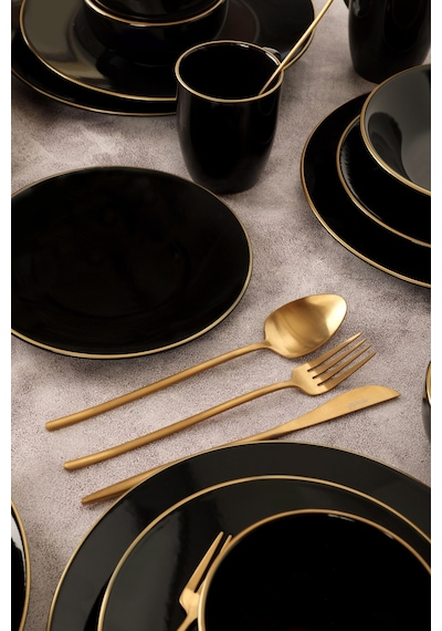 Keramika Ege Siyah Gold Yemek Takımı 30 Parça 6 Kişilik