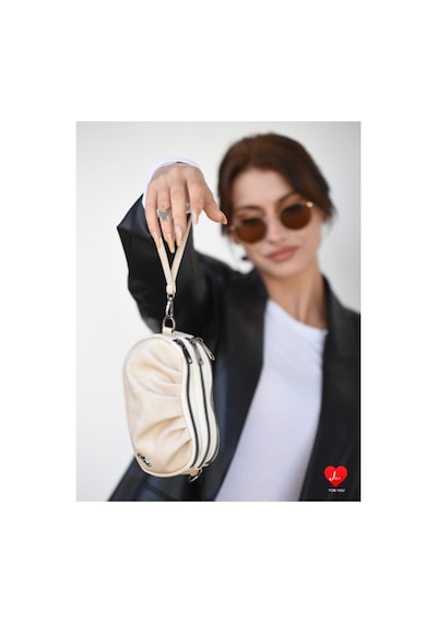 Jara Bag Uruz Çok Bölmeli Mini Clutch Omuz Çantası Krem Standart Jara22-3 Açık Vizon