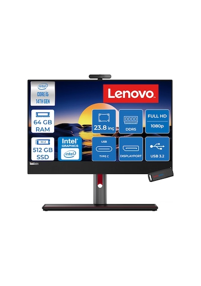 Lenovo ThinkCentre M90a Gen 5 12SKS50800F22 i5-14400 64 GB 512 GB SSD 23.8" Free Dos AIO Masaüstü Bilgisayar