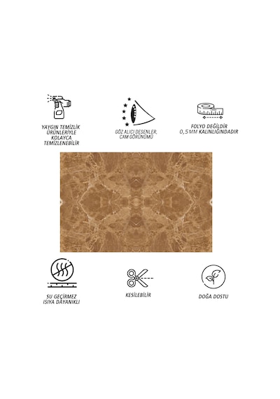 Tink Kendinden Yapışkanlı Açık Kahve Mermer Desenli Pvc Panel 41x62 Cm