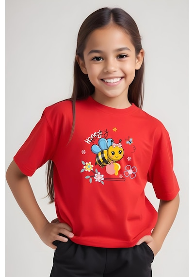 Fyk Kids Kız Çocuk Honey Baskılı Tişört Kırmızı