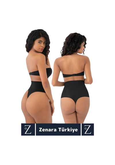 Gündelik İz İç Göstermez Kaymaz Vücut Sıkılaştıran İncelten Toparlayan Lazer Kesim String Korse Siyah