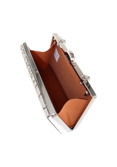Keeba Suyolu Taşlı Gümüş Abiye Çanta Abiye Portföy Clutch Davet Gece Çantası Kadın Abiye Taşlı Çanta