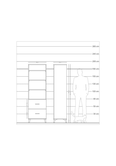 Hyperion Dolap 4 Raflı 2 Çekmeceli 60x44x195 Antrasit-antrasit Antrasit