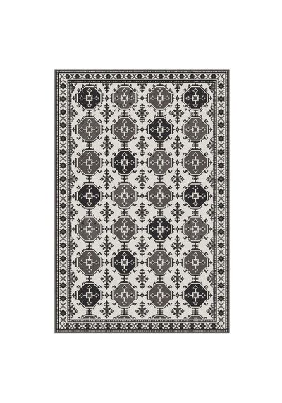 Kartela Halı Afgan Türkmen Desenli Otantik Halı Antrasit Kaymaz Taban 100x150 Cm