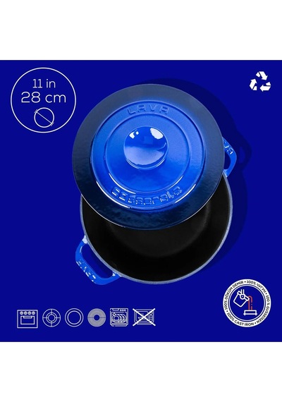 Lava Döküm Yuvarlak Tencere Döküm Demir Kapak Experience Serisi Çap( )28cm