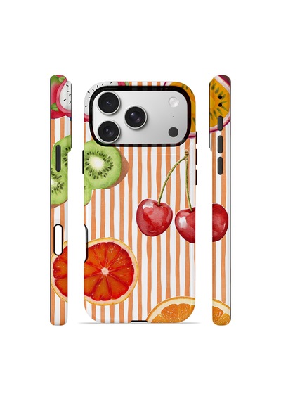 Apple iPhone Uyumlu 17 Pro Max Vorian Çift Katmanlı Magsafe Kılıf Tutti Frutti Stripe